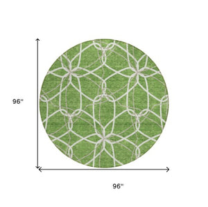 Homeroots 3' Geometric Washable Area Rug For Indoor & Outdoor Use - Stylish & Durable For High Traffic Areas Green Polyester 613003