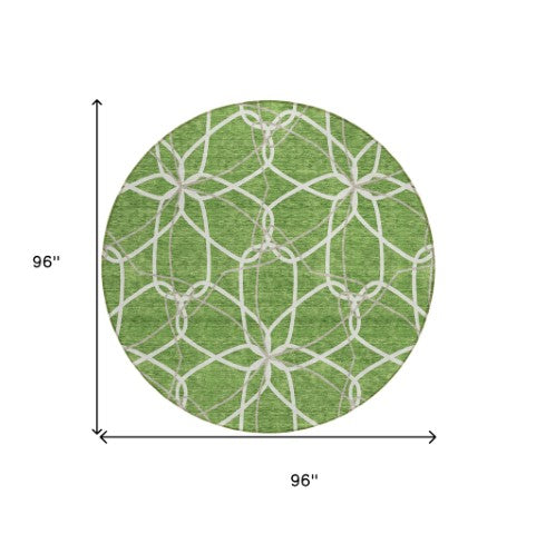 Homeroots 3' Geometric Washable Area Rug For Indoor & Outdoor Use - Stylish & Durable For High Traffic Areas Green Polyester 613003