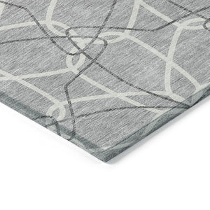 HomeRoots 5' Stylish Gray and Ivory Geometric Area Rug – Machine Washable for Indoor and Outdoor Use, Versatile Design 5' X 8' 613008