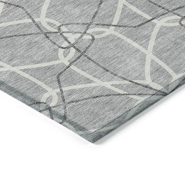 HomeRoots 5' Stylish Gray and Ivory Geometric Area Rug – Machine Washable for Indoor and Outdoor Use, Versatile Design 5' X 8' 613008