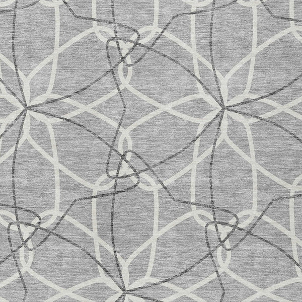 HomeRoots 5' Stylish Gray and Ivory Geometric Area Rug – Machine Washable for Indoor and Outdoor Use, Versatile Design 5' X 8' 613008