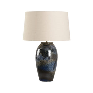 Wildwood Hatsu Handcrafted Ceramic Table Lamp — Indigo Glaze, Textured Clay, Minimal Japanese Design, 26.5" H 61301-2