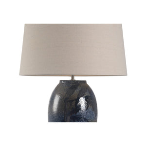 Wildwood Hatsu Handcrafted Ceramic Table Lamp — Indigo Glaze, Textured Clay, Minimal Japanese Design, 26.5" H 61301-2