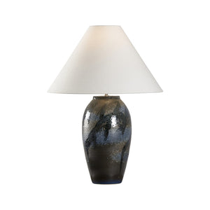 Wildwood Hatsu Handcrafted Ceramic Table Lamp With Glossy Indigo Glaze, Textured Clay, Warm Ambient Glow 61301