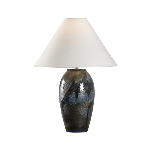 Wildwood Hatsu Handcrafted Ceramic Table Lamp With Glossy Indigo Glaze, Textured Clay, Warm Ambient Glow 61301
