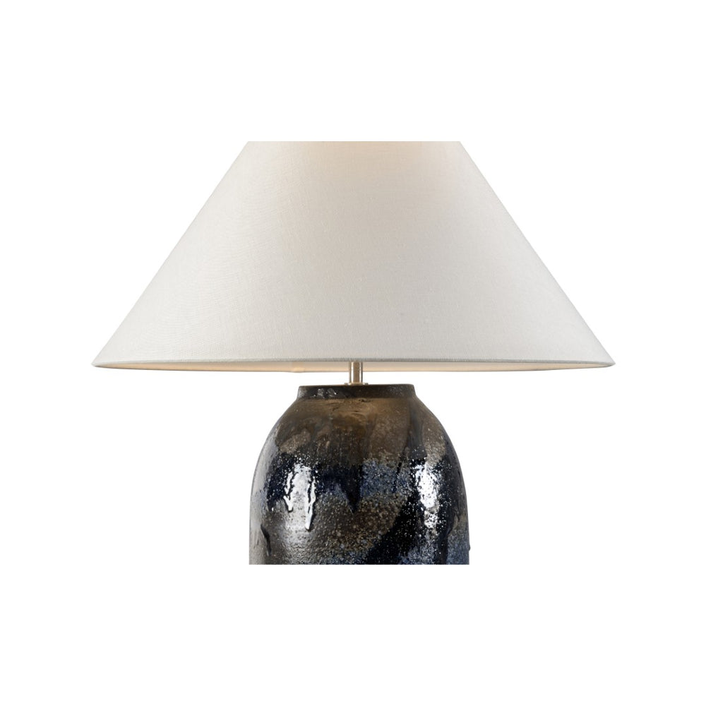 Wildwood Hatsu Handcrafted Ceramic Table Lamp With Glossy Indigo Glaze, Textured Clay, Warm Ambient Glow 61301