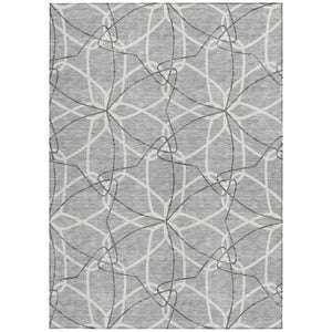 HomeRoots 5' Stylish Gray and Ivory Geometric Area Rug – Machine Washable for Indoor and Outdoor Use, Versatile Design 8' X 10' 613010