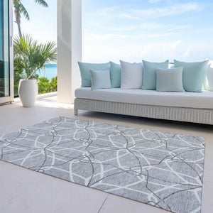HomeRoots 5' Stylish Gray and Ivory Geometric Area Rug – Machine Washable for Indoor and Outdoor Use, Versatile Design 8' X 10' 613010