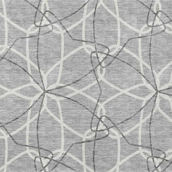 HomeRoots 5' Stylish Gray and Ivory Geometric Area Rug – Machine Washable for Indoor and Outdoor Use, Versatile Design 8' X 10' 613010