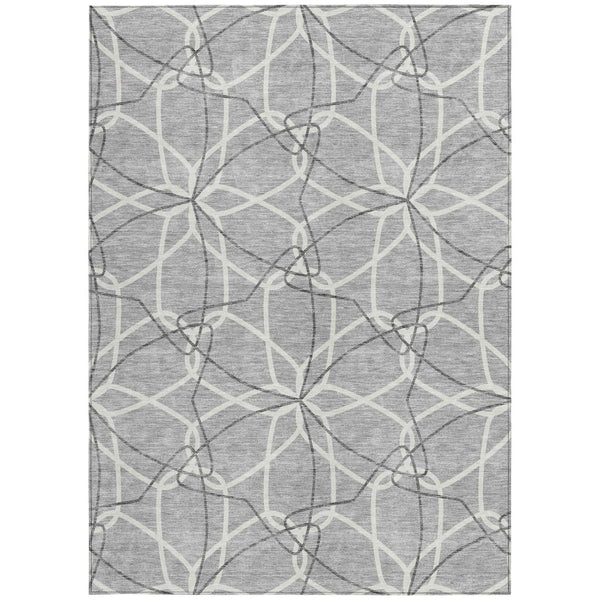 Homeroots 3' Geometric Washable Area Rug For Indoor & Outdoor Use - Stylish & Durable For High Traffic Areas Gray Polyester 613011