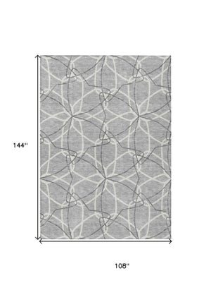Homeroots 3' Geometric Washable Area Rug For Indoor & Outdoor Use - Stylish & Durable For High Traffic Areas Gray Polyester 613011