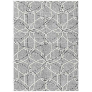 HomeRoots 5' Stylish Gray and Ivory Geometric Area Rug – Machine Washable for Indoor and Outdoor Use, Versatile Design 9' X 12' 613011