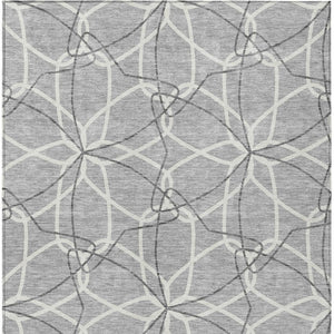 HomeRoots 5' Stylish Gray and Ivory Geometric Area Rug – Machine Washable for Indoor and Outdoor Use, Versatile Design 10' X 14' 613012