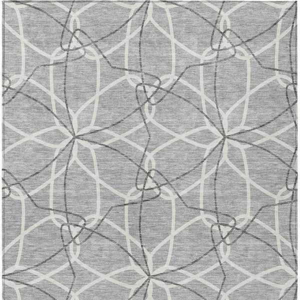 HomeRoots 5' Stylish Gray and Ivory Geometric Area Rug – Machine Washable for Indoor and Outdoor Use, Versatile Design 10' X 14' 613012