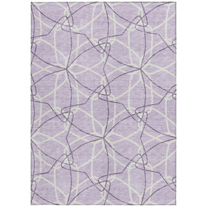 Homeroots 3' Geometric Washable Area Rug For Indoor & Outdoor Use - Stylish & Durable For High Traffic Areas Lavender Polyester 613013