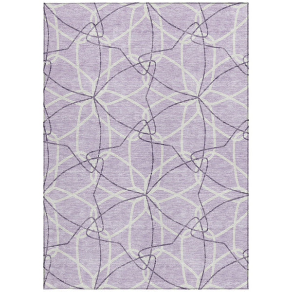 Homeroots 3' Geometric Washable Area Rug For Indoor & Outdoor Use - Stylish & Durable For High Traffic Areas Lavender Polyester 613013