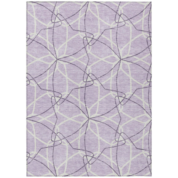 HomeRoots 5' Lavender and Ivory Geometric Area Rug - Stylish, Washable, Durable for Indoor and Outdoor Use 5' X 8' 613014