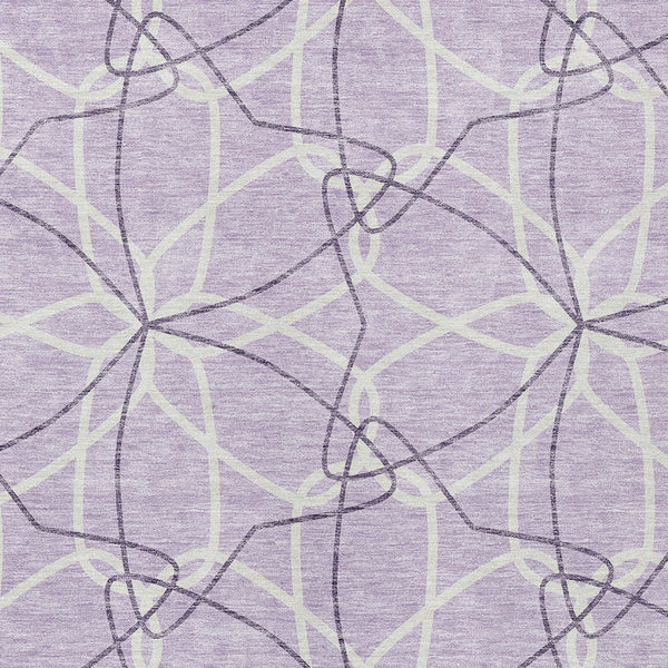 Homeroots 3' Geometric Washable Area Rug For Indoor & Outdoor Use - Stylish & Durable For High Traffic Areas Lavender Polyester 613014