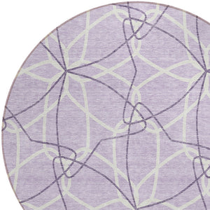 Homeroots 3' Geometric Washable Area Rug For Indoor & Outdoor Use - Stylish & Durable For High Traffic Areas Lavender Polyester 613015
