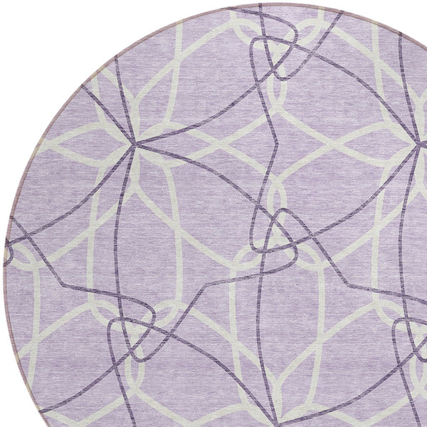 Homeroots 3' Geometric Washable Area Rug For Indoor & Outdoor Use - Stylish & Durable For High Traffic Areas Lavender Polyester 613015