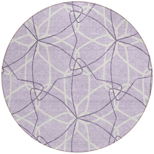 Homeroots 3' Geometric Washable Area Rug For Indoor & Outdoor Use - Stylish & Durable For High Traffic Areas Lavender Polyester 613015