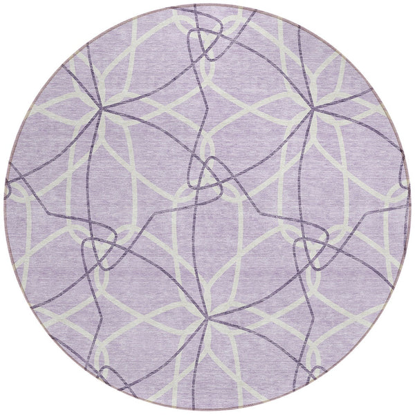 Homeroots 3' Geometric Washable Area Rug For Indoor & Outdoor Use - Stylish & Durable For High Traffic Areas Lavender Polyester 613015