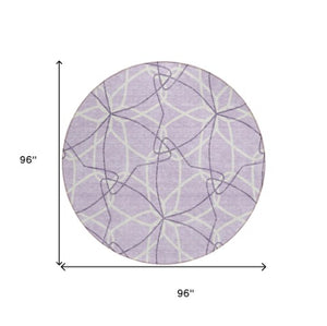 Homeroots 3' Geometric Washable Area Rug For Indoor & Outdoor Use - Stylish & Durable For High Traffic Areas Lavender Polyester 613015