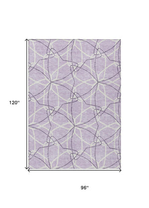 HomeRoots 5' Lavender and Ivory Geometric Area Rug - Stylish, Washable, Durable for Indoor and Outdoor Use 8' X 10' 613016