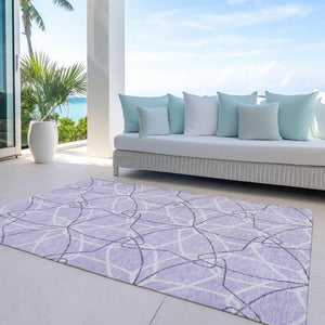 HomeRoots 5' Lavender and Ivory Geometric Area Rug - Stylish, Washable, Durable for Indoor and Outdoor Use 8' X 10' 613016