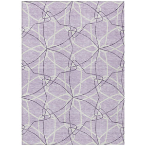HomeRoots 5' Lavender and Ivory Geometric Area Rug - Stylish, Washable, Durable for Indoor and Outdoor Use 8' X 10' 613016