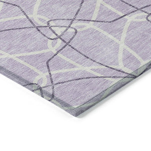 HomeRoots 5' Lavender and Ivory Geometric Area Rug - Stylish, Washable, Durable for Indoor and Outdoor Use 8' X 10' 613016