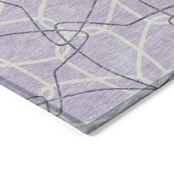 HomeRoots 5' Lavender and Ivory Geometric Area Rug - Stylish, Washable, Durable for Indoor and Outdoor Use 8' X 10' 613016