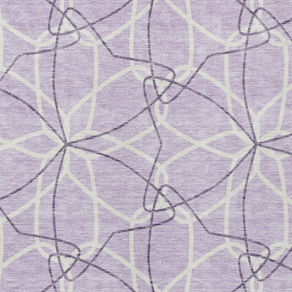 HomeRoots 5' Lavender and Ivory Geometric Area Rug - Stylish, Washable, Durable for Indoor and Outdoor Use 8' X 10' 613016