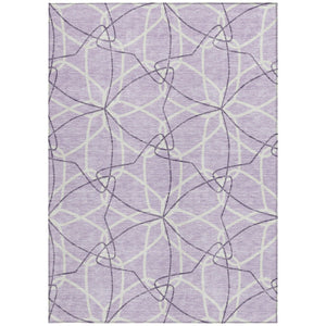 HomeRoots 5' Lavender and Ivory Geometric Area Rug - Stylish, Washable, Durable for Indoor and Outdoor Use 9' X 12' 613017