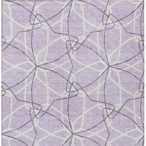 HomeRoots 5' Lavender and Ivory Geometric Area Rug - Stylish, Washable, Durable for Indoor and Outdoor Use 9' X 12' 613017