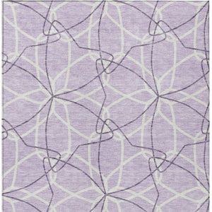 Homeroots 3' Geometric Washable Area Rug For Indoor & Outdoor Use - Stylish & Durable For High Traffic Areas Lavender Polyester 613018