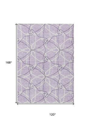 Homeroots 3' Geometric Washable Area Rug For Indoor & Outdoor Use - Stylish & Durable For High Traffic Areas Lavender Polyester 613018