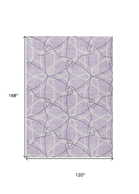Homeroots 3' Geometric Washable Area Rug For Indoor & Outdoor Use - Stylish & Durable For High Traffic Areas Lavender Polyester 613018
