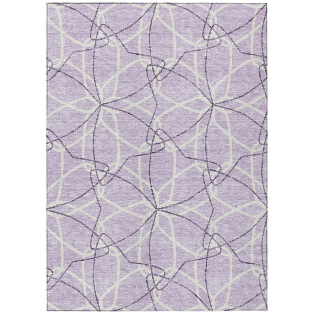HomeRoots 5' Lavender and Ivory Geometric Area Rug - Stylish, Washable, Durable for Indoor and Outdoor Use 10' X 14' 613018