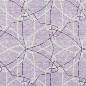 Homeroots 3' Geometric Washable Area Rug For Indoor & Outdoor Use - Stylish & Durable For High Traffic Areas Lavender Polyester 613018