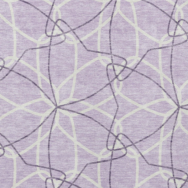 Homeroots 3' Geometric Washable Area Rug For Indoor & Outdoor Use - Stylish & Durable For High Traffic Areas Lavender Polyester 613018