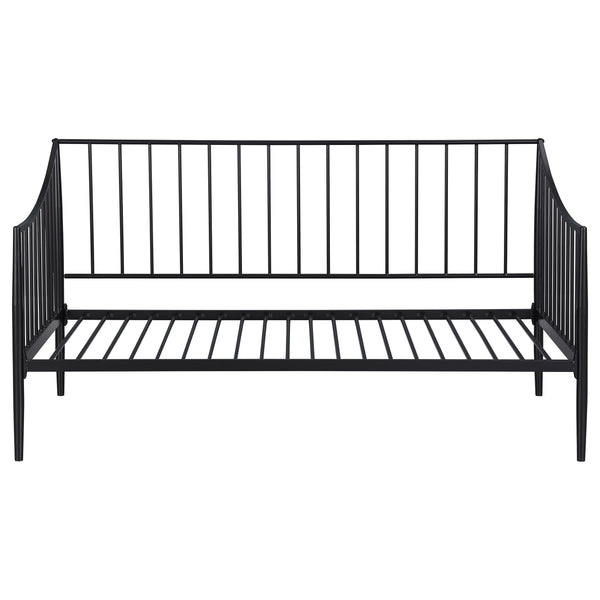 English Elm Jeremy Matte Black Twin Daybed Frame – Powder-Coated Metal, Slim Airy Profile, Sloping Sides & Tapered Posts (Ideal for Kids, Office, Multifunctional Spaces) B062S01354