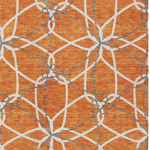 Homeroots 3' Geometric Washable Area Rug For Indoor & Outdoor Use - Stylish & Durable For High Traffic Areas Orange Polyester 613026