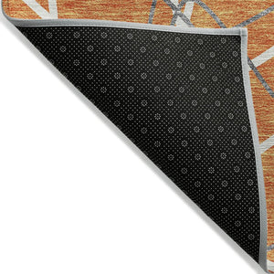 HomeRoots 5' Bold Orange and Ivory Geometric Area Rug - Stylish, Machine Washable for Indoor & Outdoor Use 8' X 10' 613028