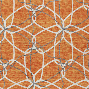 HomeRoots 5' Bold Orange and Ivory Geometric Area Rug - Stylish, Machine Washable for Indoor & Outdoor Use 8' X 10' 613028