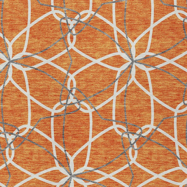 HomeRoots 5' Bold Orange and Ivory Geometric Area Rug - Stylish, Machine Washable for Indoor & Outdoor Use 8' X 10' 613028