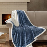 Madison Park Elma Traditional Oversized Textured Plush Throw MP50-3254 Blue