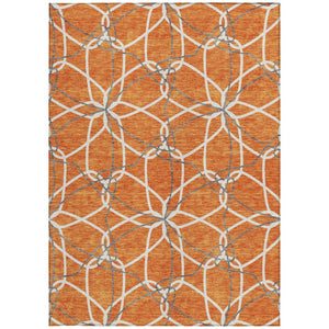 HomeRoots 5' Bold Orange and Ivory Geometric Area Rug - Stylish, Machine Washable for Indoor & Outdoor Use 9' X 12' 613029