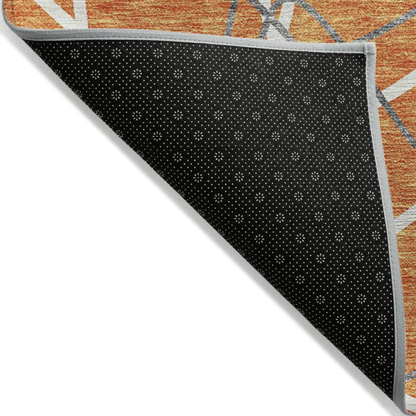 HomeRoots 5' Bold Orange and Ivory Geometric Area Rug - Stylish, Machine Washable for Indoor & Outdoor Use 9' X 12' 613029