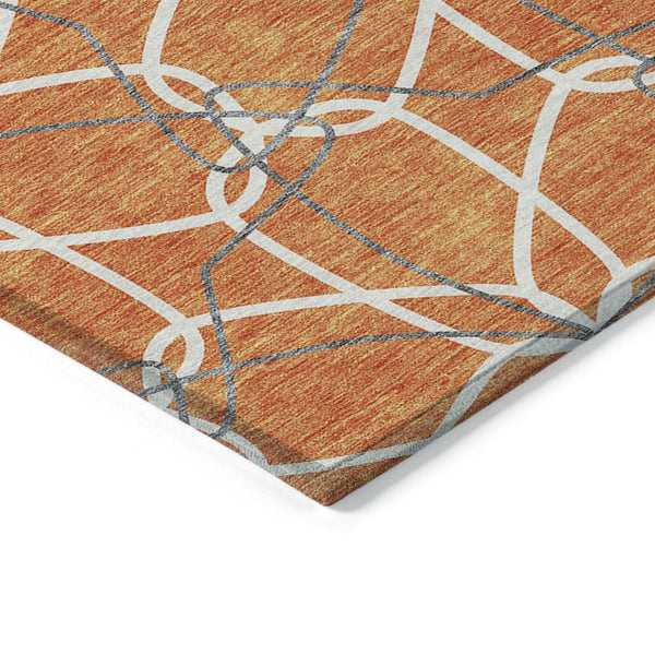 HomeRoots 5' Bold Orange and Ivory Geometric Area Rug - Stylish, Machine Washable for Indoor & Outdoor Use 9' X 12' 613029